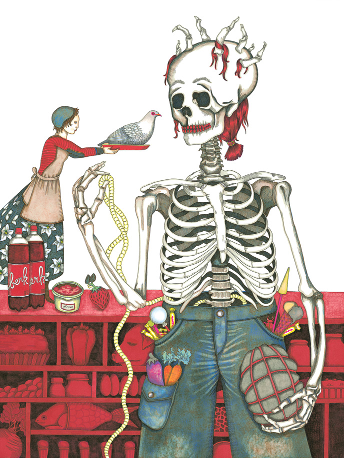 11_squelette - Illustration du livre Monstres malades, éditions Thierry Magnier 2004